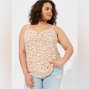 NWT Ava Runched V-Neck Cami, Size 0 (12), Sunshine Ditsy Floral